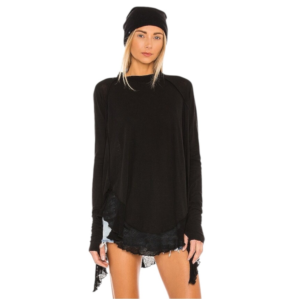 Free People We The Free Starlight Tee Washed Black Sz M NWT